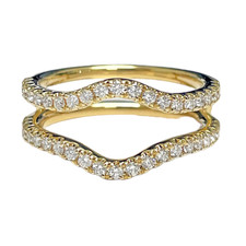  14K Yellow Gold - 0.55ct -  Round Diamond Shared Prong Curved Diamond Wrap Insert Band