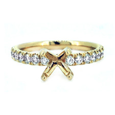 14K Yellow Gold - 0.34ct - Round Brilliant Diamond Shared Prong Engagement Ring Setting