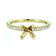 14K Yellow Gold - 0.13ct - Round Brilliant Diamond Shared Prong Engagement Ring Setting