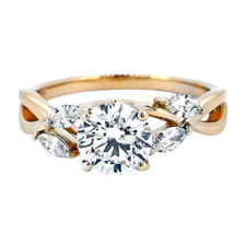 14K Yellow Gold -  Marquise Cut Diamond Vine Style Engagement Ring Setting