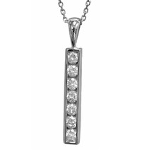  14K White Gold - 0.50ct - Custom Made Channel Set Diamond Icicle Pendant & Chain