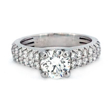 14K White Gold - 1.00ct-Round Diamond Mutli Row Engagement Ring (0.50ct)