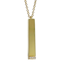 14K Yellow Gold - Hidden Message Bar Necklace - Diamond Accented with Chain