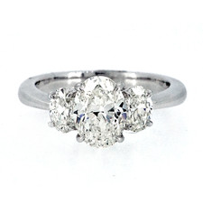 Platinum - 1.30ct (GIA: I/VS1) - Oval Cut Diamond Three Stone Ring Eng Ring