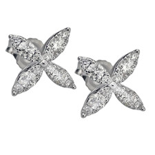 14K White Gold - 0.58ct - Premium Round Diamond Set North Star Stud Earrings