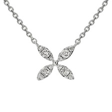 14K White Gold - Premium Round Diamond North Star Necklace - 0.16ct