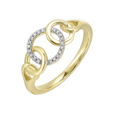 10K Yellow Gold - 0.05ct - Round Diamond Triple Interlocking Ring Fashion Ring