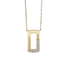 10K Yellow Gold - 0.12ct - Round Diamond Pave Open Frame Necklace