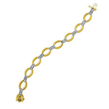 14K Yellow & White Gold - 2.00ct - Two Tone Round Cut Diamond Rope Link Bracelet