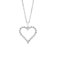 14K Yellow Gold - 0.50ct - Round Cut Diamond Framed Open Heart Necklace