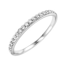 14K White Gold -  0.12ct - Flat Edged Scalloped Style Diamond Stackable Wedding Band