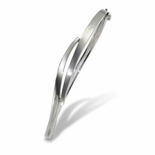 Breuning Sterling Silver Satin Finished Hinged Clasp Cuff Bracelet