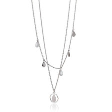 Breuning Sterling Silver, Double Layer Tear Drop Necklace
