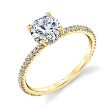 14K Yellow Gold - 0.27ct - Sylvie Petite Shared Prong Hidden Halo Diamond Engagement Ring Setting