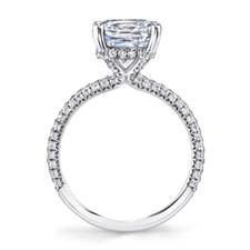 14K White Gold - Sylvie Pave Set Hidden Halo Diamond Engagement Ring Setting (0.69ct)