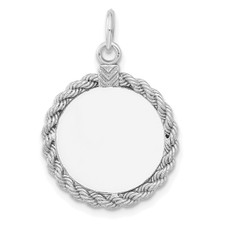 Sterling Silver - Engravable - Small Rope Braid Disc Charm