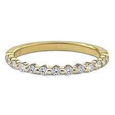 14K Yellow Gold - 0.22ct - Round Brilliant Cut Diamond Single Prong Wedding Band