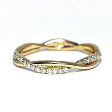 14K Yellow Gold - Twisted Vine Diamond Alternating Stackable Band (0.15ct)