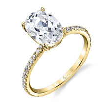 14k Yellow Gold - 1.20ct-Oval Diamond Sylvie Petite Hidden Halo Engagement Ring 