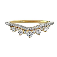 14K Yellow Gold - 0.36ct - Round Diamond Curved Crown Style Band