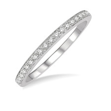 14K White Gold - Round Diamond Straight Classic Stackable Band (0.15ct)