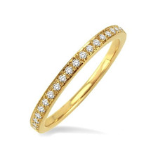 14K Yellow Gold - Round Diamond Straight Classic Stackable Band (0.15ct)