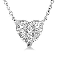 14K White Gold - 0.50ct - Heart Shaped Round Diamond LoveBright Necklace