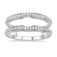 14K White Gold - Round Diamond Contoured Enhancer Ring Jacket (0.25ct)