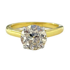18K Yellow Gold - 2.11ct - Old Euro Cut Diamond Solitaire Engagment Ring 