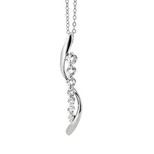 14K White Gold - 0.50ct - Graduated Twisted Vine Diamond Fashion Pendant & Chain