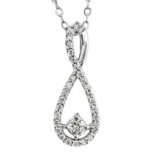 14K White Gold - 0.18ct - Round Diamond Infinity Style Pendant & Chain