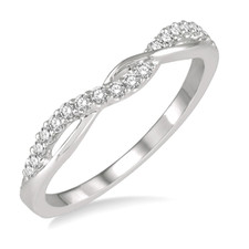 14K White Gold - 0.20ct - Round Diamond Twisted Style Diamond Stackable Band
