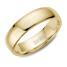 10K Yellow Gold - 6mm Medium Weight Domed High Polished Men's Wedding Band
