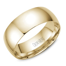 14K Yellow Gold - 8mm Medium Weight Domed High Polished Men's Wedding Band