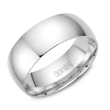 14K White Gold - 8mm Medium Weight Domed High Polished Men's Wedding Band