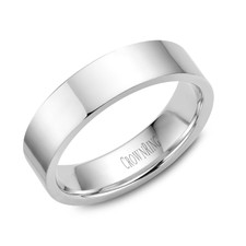 14K White Gold - 6mm Heavy Weight Flat High Polished Men's Wedding Band