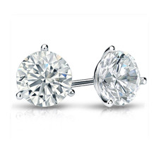 14K White Gold - 1.43ct - Lab Grown Round Cut Diamond Martini Stud Earrings
