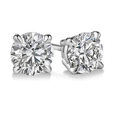 14K White Gold - 1.50ct - Lab Grown Round Cut Diamond Stud Earrings