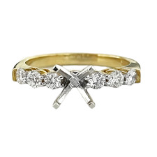 14K Yellow Gold - 0.42ct -  Round Diamond Shared Prong  Engagement Ring Setting