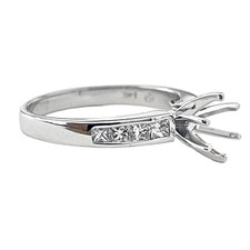 14K White Gold - 0.34ct - Princess Cut Diamond Channel Set Engagement Ring Setting