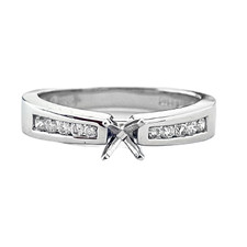 14K White Gold - 0.18ct - Round Cut Diamond Channel Set Engagement Ring Setting