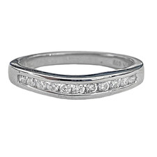 14K White Gold - 0.21ct - Contoured Round Cut Channel Set Diamond Band