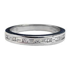 14K White Gold - 0.29ct - Round Cut & Straight Baguette Channel Set Diamond Band
