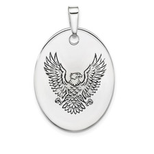 Sterling Silver - Oval Shaped Soaring Eagle Pendant/Charm