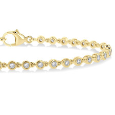14K Yellow Gold - 1.00ct - Round Diamond Bezel Set Bracelet - 7 inch