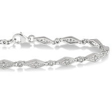 10K White Gold - 0.30ct - Round Diamond Vintage Link Bracelet