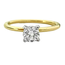 14K Yellow Gold - 0.60ct - Round Cut Diamond Solitaire Engagement Ring 
