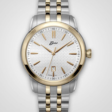 Men's EWJ Timepiece - Two Tone 45mm Case, Textured Silver Dial with Date