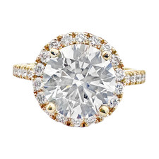 14K Yellow Gold - 2.66CT - Lab Grown Round Brilliant Cut Diamond Halo Engagement Ring
