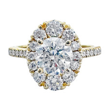 14K Yellow Gold - 1.00ct - Graduated Oval Halo Engagement Ring (0.65CT)